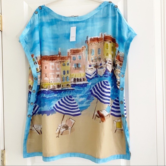 LOFT Other - LOFT NWT Cover Up/Tunic Watercolor Beach Scene L